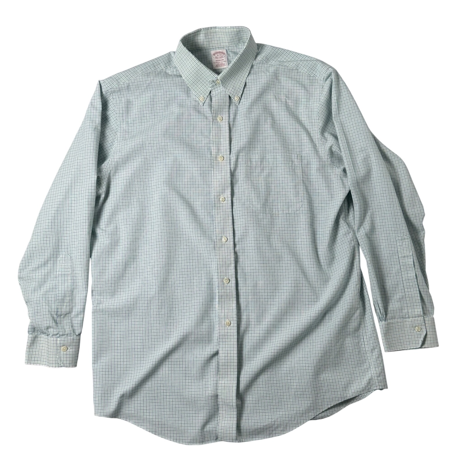 Brooks Brothers Madison Men 16 33 Green Non Iron Gingham Check Button Down Shirt